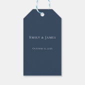 Navy Blue Botanical Wedding Geschenkanhänger (Rückseite)