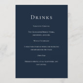 Navy Blue Botanical Wedding Menu Menükarte (Rückseite)