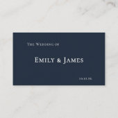 Navy Blue Botanical Wedding Platzkarte (Rückseite)
