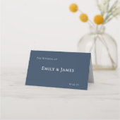 Navy Blue Botanical Wedding Platzkarte (Rückseite)