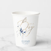 Navy Blue Bow It's A Boy Baby Shower Pappbecher (Rückseite)