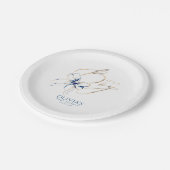 Navy Blue Bow It's a Boy Baby Shower Pappteller (Schrägansicht)