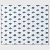 Navy Blue Bow Pattern Glossy Wrapping Paper Geschenkpapier (Flach)