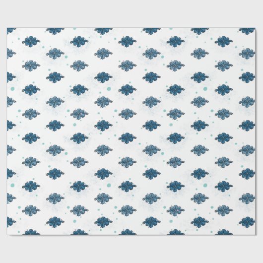 Navy Blue Bow Pattern Glossy Wrapping Paper Geschenkpapier (Flach)