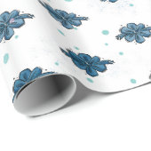Navy Blue Bow Pattern Glossy Wrapping Paper Geschenkpapier (Rolleneckpunkt)