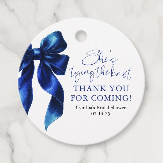 Navy Blue Bow Sie bindet das Brautparty des Knoten Geschenkanhänger (Vorderseite)