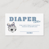 Navy Blue Bow Soccer Diaper Raffle Baby Shower  Begleitkarte (Vorderseite)