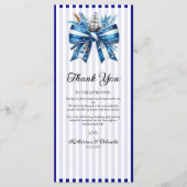 Navy Blue Bow Wedding Place Setting Thank You Card Programm (Vorderseite)