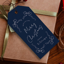 Navy Blue Bow Whimsical Einmaliges Weihnachtsgesch Geschenkanhänger