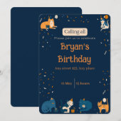 Navy Blue Boy Cat Invite Einladung (Vorne/Hinten)