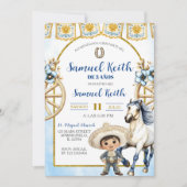 Navy Blue Boy Charro und Pferd Presentacion de 3 a Einladung (Vorderseite)