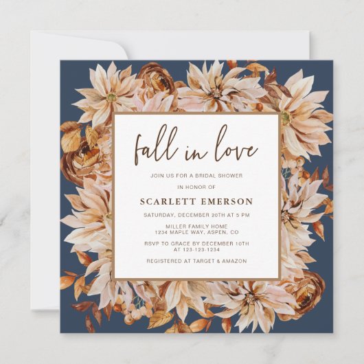 Navy Blue Brautparty Einladung (Vorderseite)