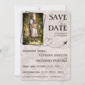 Navy Blue Brazil Passport Save the Date (Rückseite)