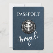 Navy Blue Brazil Passport Save the Date (Vorderseite)