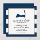 Navy Blue BREWSTER Cape Cod Map Save the Date (Vorne/Hinten)