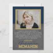 Navy Blue & Bronze Abschluss Foto Danke Karte (Vorderseite)