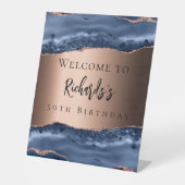 Navy-Blue-Bronze-Ager Geburtstagsgeschenk Sockelschild (Vorderseite)