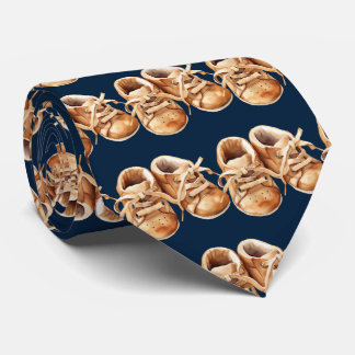 Navy Blue Brown Baby Booties Infant Newborn Shoes Krawatte