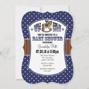 Navy Blue Brown Cowboy Baby Dusche Einladung