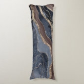 Navy Blue Brown Marble Agate Gold Glitzer Glam #1  Seitenschläferkissen (Vorderseite Vertikal)