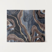 Navy Blue Brown Marble Agate Gold Glitzer Glam #1  Wandteppich (Vorderseite (Horizontal))