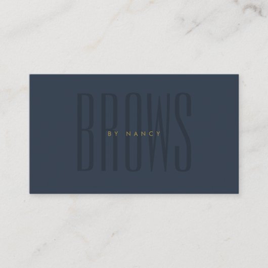 Navy Blue Brows Simple Minimalistisch Typografy Visitenkarte (Vorderseite)