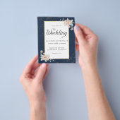Navy Blue Budget Hochzeitseinladung Pink Peony Flyer (Gruppe)