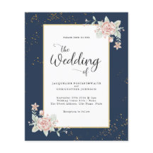 Navy Blue Budget Hochzeitsempfang Flyer