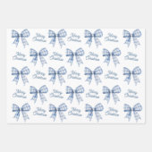 Navy Blue Buffalo Kariert Bow Karo Frohe Weihnacht Geschenkpapier Set (Vorderseite 2)