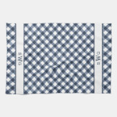 Navy Blue Buffalo Kariert drei erste Monogramm Geschirrtuch (Horizontal)