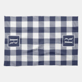 Navy Blue Buffalo Karo Monogram Geschirrtuch (Horizontal)