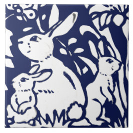 Navy Blue Bunny Rabbit Woodland Animal Trivet Fliese