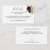 Navy Blue, Burgund & Peach Floral Details SM Begleitkarte (Vorne/Hinten)