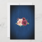 Navy Blue Burgundy Blush Floral Mason Jar Wedding Einladung (Rückseite)