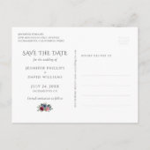Navy Blue Burgundy Blush Pink Bloral Save the Date Ankündigungspostkarte (Rückseite)