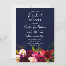 Navy Blue Burgundy Brautparty Floral