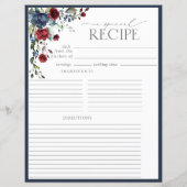 Navy Blue Burgundy Dusche Rezept Binder Seite (Rückseite)