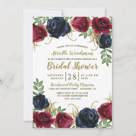Navy Blue Burgundy Fall Bridal Dusche Einladungen