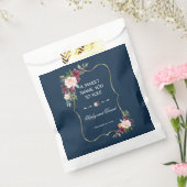 Navy Blue Burgundy Floral Gold Wedding DANK Geschenktütchen (Versiegelt)