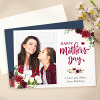 Navy Blue Burgundy Floral Happy Mother's Day Foto