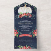 Navy Blue Burgundy Floral Pumpkin Baby Dusche All In One Einladung (Innen Boden)