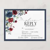 Navy Blue Burgundy Floral Watercolor Script UAWG Einladungspostkarte (Vorderseite)