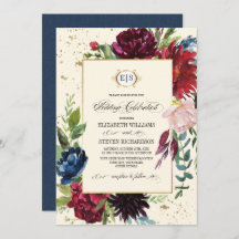 Navy Blue | Burgundy Floral Watercolor Wedding