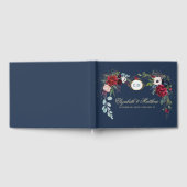 Navy Blue | Burgundy Floral Watercolor Wedding Gästebuch (Voll)