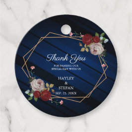 Navy Blue Burgundy Floral Wedding Vielen Dank Geschenkanhänger