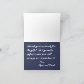 Navy Blue Burgundy Floral Wedding Vielen Dank Karte (Innenseite)