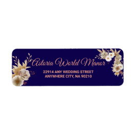 Navy Blue Burgundy Gold Blush Wedding address labe