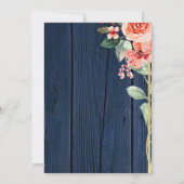 Navy Blue Burgundy Gold Blush wood Wedding Einladung (Rückseite)