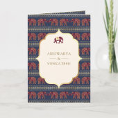 Navy Blue Burgundy Gold Elephant Indian Wedding Einladung (Vorderseite)
