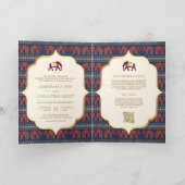 Navy Blue Burgundy Gold Elephant Indian Wedding Einladung (Innenseite)